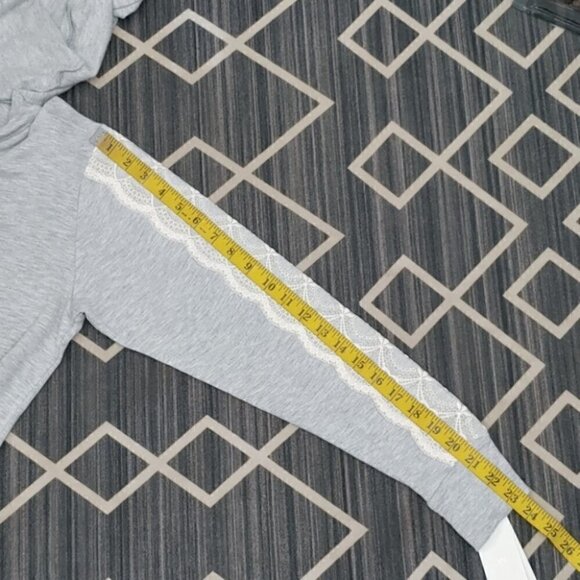 NWT FLORA NIKROOZ gray lace loungewear hoodie sweatshirt - Picture 16 of 16